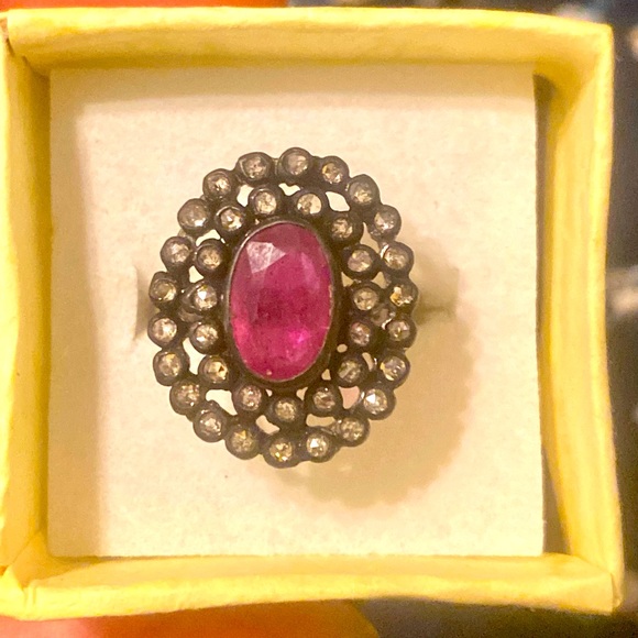 COPY - Antique 3ctw Ruby and old rose cut Diamond ring - Picture 5 of 5